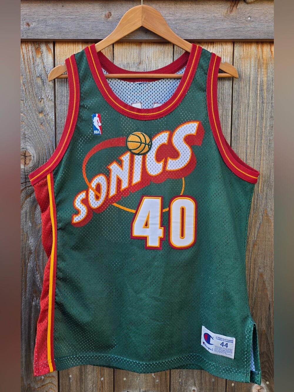 Vintage Shawn Kemp Authentic Champion Jersey Size 44 Large Seattle SuperSonics